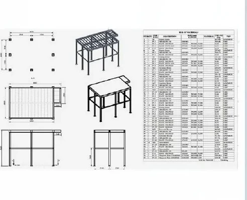 Structural platform assembly drawing with bill of materials
